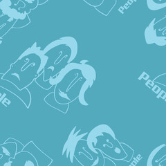 Seamless background with funny faces of anthropomorphic creatures. Humorous characters with different emotions