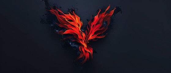 Fototapeta premium Fire phoenix rising from ashes, mythical theme,