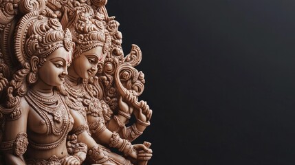 Fototapeta premium Beautifully sculpted Indian deities, no people, with copy space for text or design.