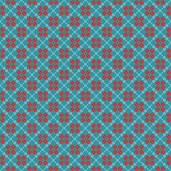 Cross Stitch embroidery pattern. Geometric pixel ethnic seamless pattern.Design for Saree, Patola, Sari, Clothing, fabric, batik, Knitwear, scarf, Pixel pattern. Traditional Design.