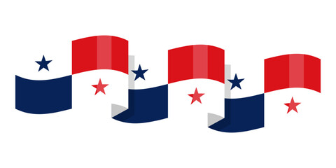 Vector illustration of wavy Panama flag on transparent background