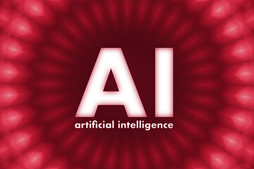 Ai artificial intelligence on red bokeh background