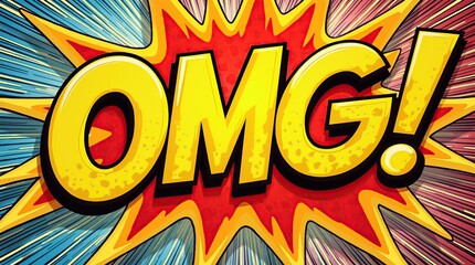 Comic book style OMG explosion with vibrant color background