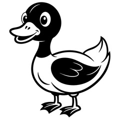 duck cartoon isolated silhouette vector illustration with white background