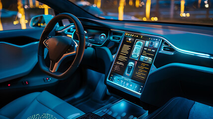 Self-driving electric car on a smart highway connected by 5G technology,generative ai