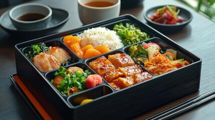 Detail Realistic Traditional Japanese bento box