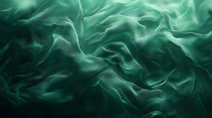 Obraz premium Abstract Green Fabric Background - Wavy, Smooth, and Elegant