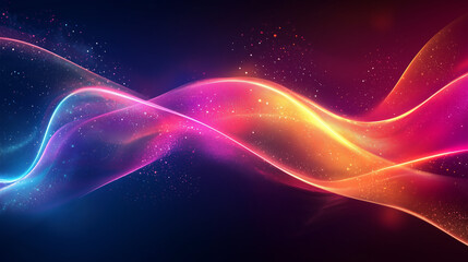 Obraz premium Futuristic abstract background, colorful bright neon rays and glowing lines. AI generative 