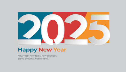 2025 Happy New Year logo text design.festive realistic colorful truncated number illustrations for the Celebrate 2025 party. Vector illustration.