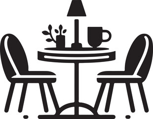 A Table and Chair silhouette vector art illustration