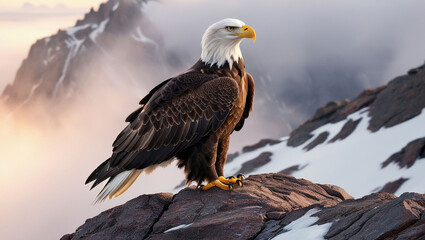 Fototapeta premium bald eagle on the rock