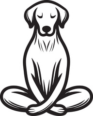 Fototapeta premium Vector illustration featuring a dog in a meditation pose, highlighting the concept of dog yoga through its silhouette