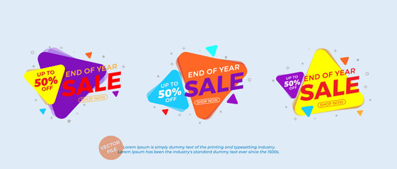 End of year sale banner vector template promotion design for social media and website. year-end hot sales campaign special offer