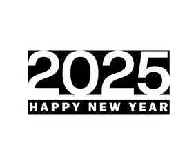 Happy New Year calligraphy text isolated on white background.