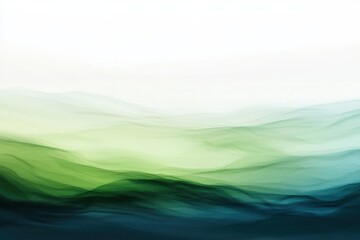 Obraz premium Abstract waves of green and blue blend seamlessly, creating a serene and tranquil atmosphere reminiscent of oceanic landscapes.