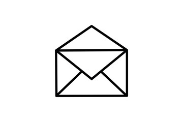 envelope icon, minimalist design, black and white, simple line art, open envelope, abstract representation, stationery theme