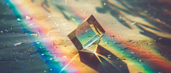 A prism casts vibrant rainbows across a textured surface, creating a kaleidoscope of color and light that inspires wonder and imagination.