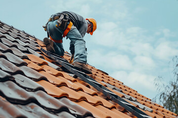 Rooftop repair workers. 