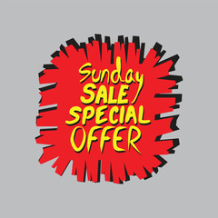 Sunday sale special offer text sticker label price icon illustration