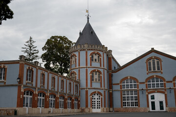 Beautiful French architecture elements and houses in Champagne sparkling wine making town Reims, tourists destination in France