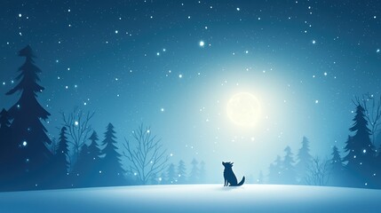 Fototapeta premium Mysterious Lone Wolf Howling Under the Moonlight