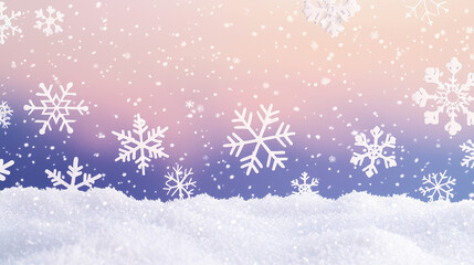 Ethereal snowfall with delicate snowflakes against a soft gradient background showcasing winter’s beauty and tranquility