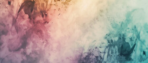 Obraz premium A soft gradient of blended colors, transitioning from warm browns and pinks to cool blues and greens, creating an abstract, ethereal cloud-like effect.