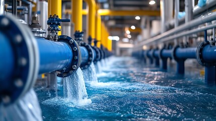 The energy of water harnessed in a modern desalination plant, providing fresh water from the sea, desalination plant, water technology