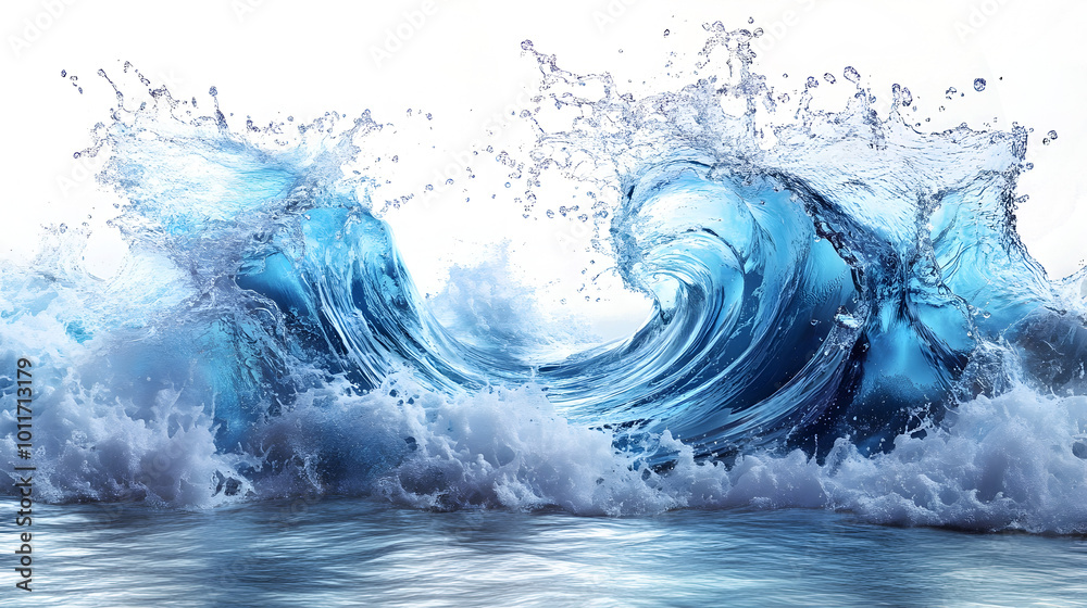 Poster Powerful Crashing Waves With Surging Energy and Dramatic Watery Motion. This image captures the intense and dynamic nature of a stormy ocean.
