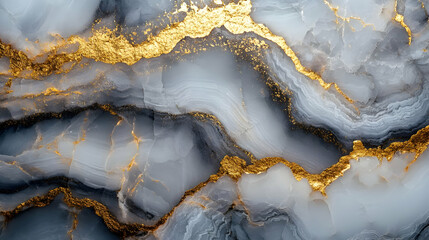 Abstract Background with Gold Veins and Grey Swirls