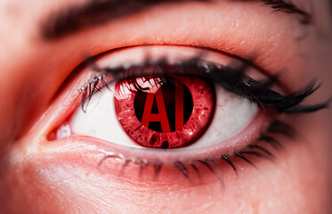 Ai artificial intelligence reflected in the red eye