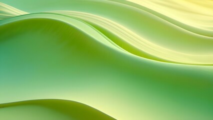 Obraz premium Gentle waves of gradient colors in light green and pale yellow softly blend into one another with smooth curves. This abstract design brings a calming and peaceful visual experience