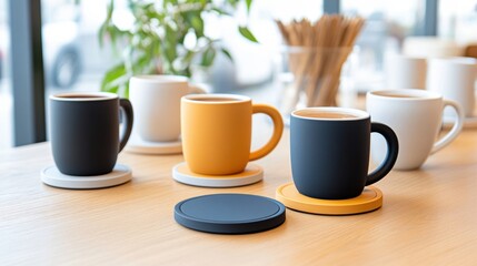 Stylish Coffee Mugs on a Wooden Table