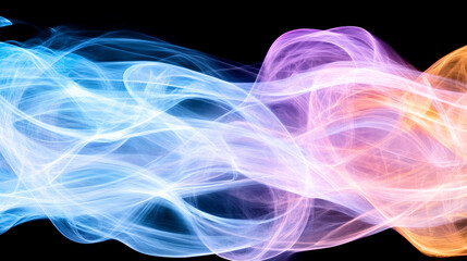 Obraz premium Colorful Light Waves Creating a Dynamic Abstract Pattern Against a Black Background