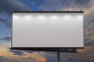 Mockup of a outdoor billboard against the evening sky