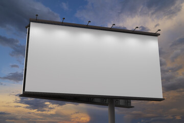 Mockup of a outdoor billboard against the evening sky