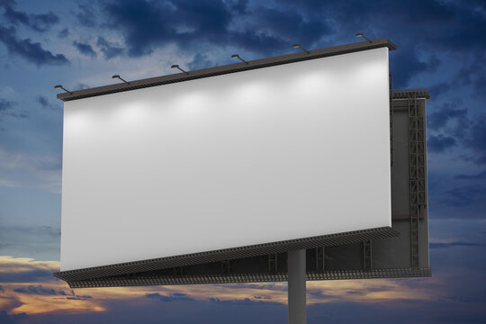Mockup of a outdoor billboard against the evening sky