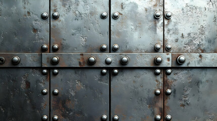 Fototapeta premium Rustic Metal Texture with Rivets - 3D Illustration