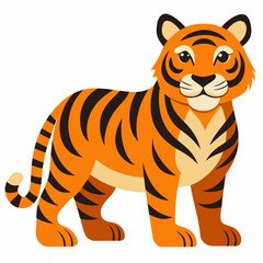 tiger cartoon isolated  vector illustration with white background