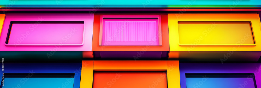 Canvas Prints Colorful abstract geometric background with windows in various shades.