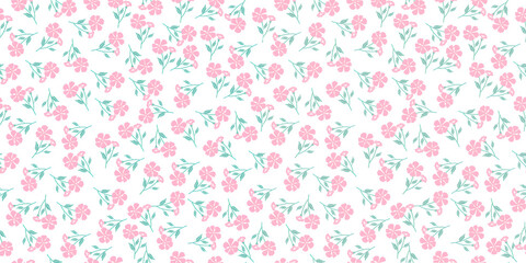Seamless Light Pink Floral Pattern with White Background