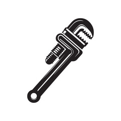 pipe wrench silhouette vector illustration on white background