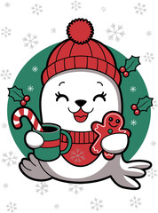 drawing of cute Christmas-themed design with a white background