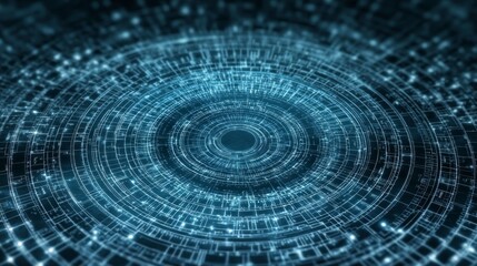 Fototapeta premium Abstract Blue Digital Network Background with Glowing Lines and Circles