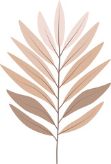Obraz premium Beige Minimalist Leaf Branch Illustration for Nature Themes. Simple Plant Leaf in Neutral Colors for Decor