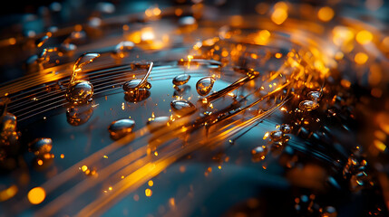 Abstract 3D Illustration of Music Notes with Glowing Lights