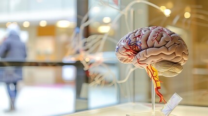 Close-up of a human brain model with vibrant neural pathways, symbolizing cognitive response and mental activity, ideal for educational and scientific visual content.