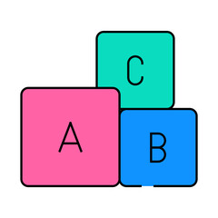 letters cubes line icon vector. letters cubes sign. isolated symbol illustration