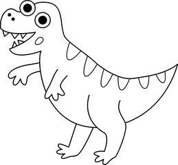 Vector black and white tyrannosaurus rex icon. Cute dinosaur line illustration for kids. Funny T-rex dino clipart for children isolated on white background. Cartoon prehistoric animal coloring page