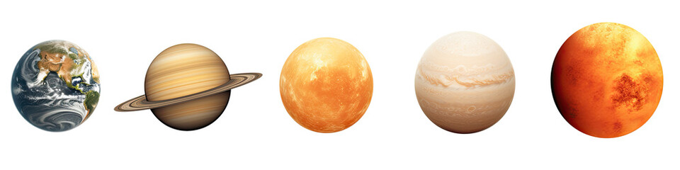 Fototapeta premium Celestial body collection sun planet on white background